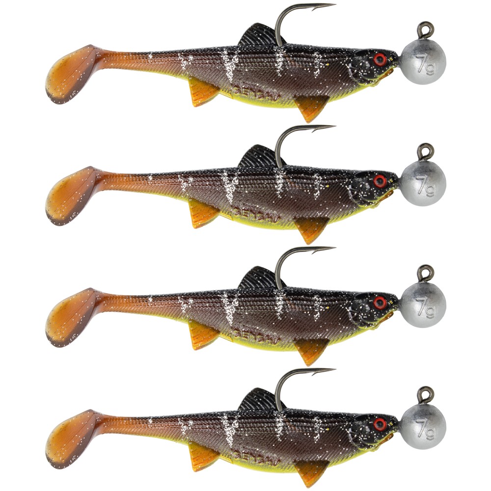 Senshu Real Fin Shad Ready2Catch Gummifische 8cm - Sunshine Brown - 11g - 4 Stück