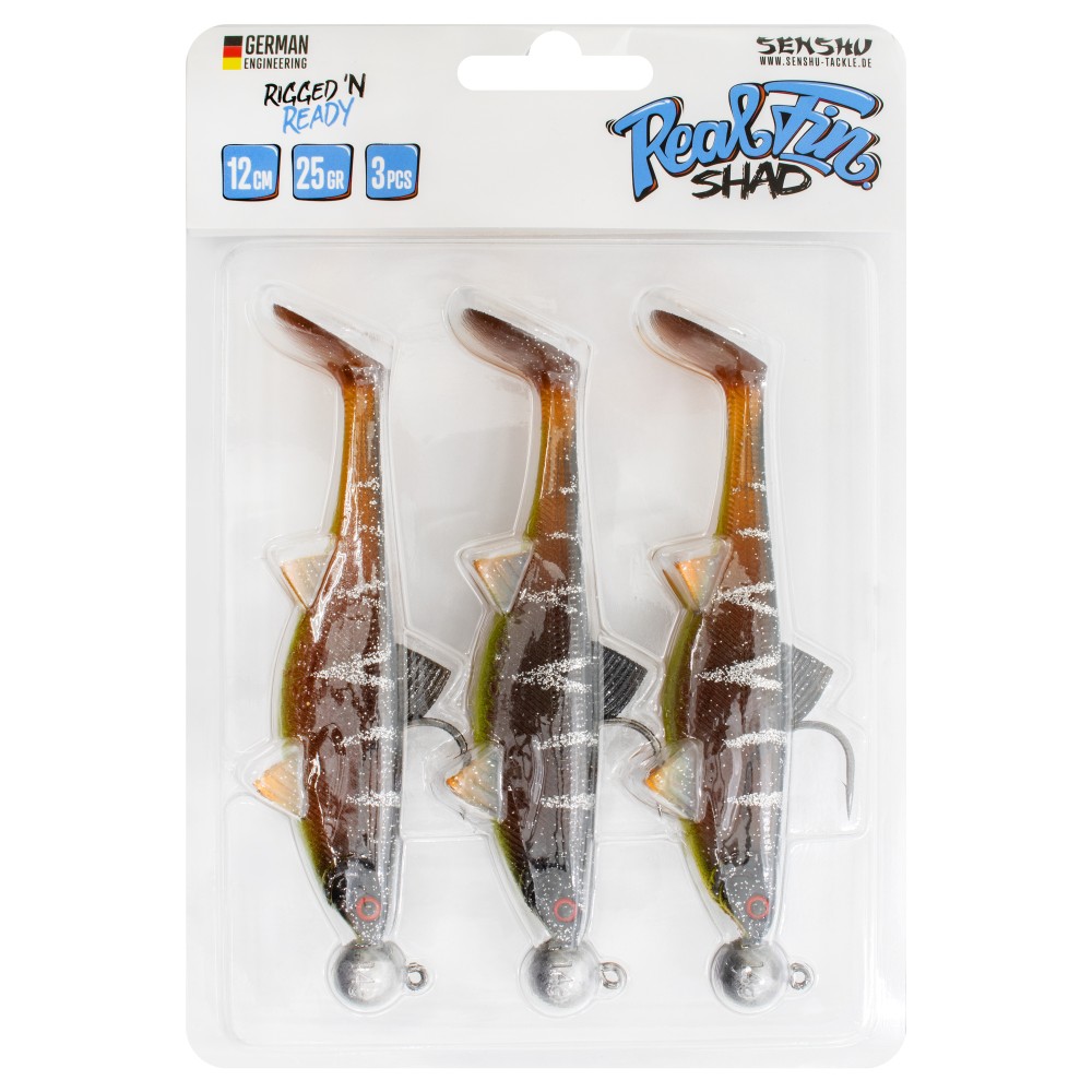 Senshu Real Fin Shad Ready2Catch Gummifische 12cm - Sunshine Brown - 25g - 3 Stück