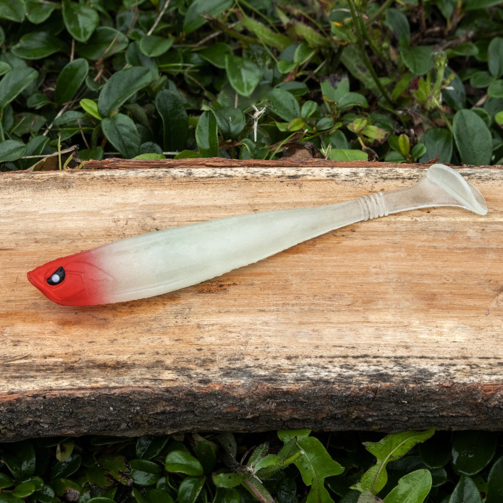 Senshu OG Shad Gummifisch 12,5cm - White Red Head - 10g - 1 Stück