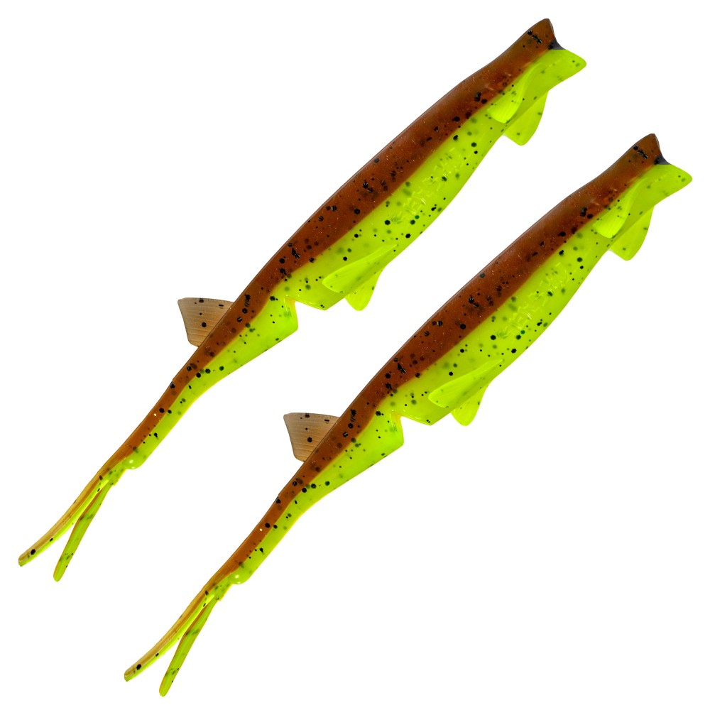 Senshu Pelaga Shad Vertikalköder 16cm - Green Pumpkin/Chartreuse - 13g - 2 Stück