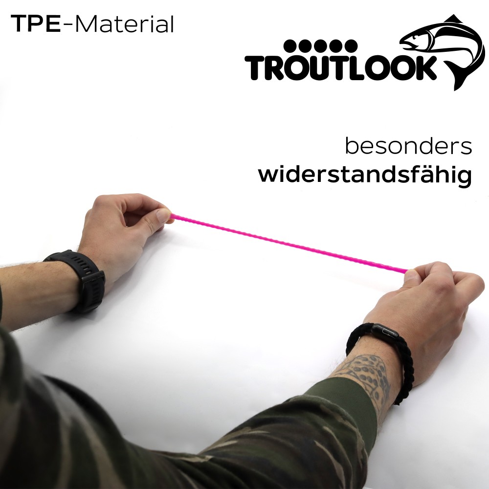 Troutlook Worma Lures - Largos Slim - Forellengummi Garlic/Knoblauch - 3,5cm - 15 Stück - Pink Spezial