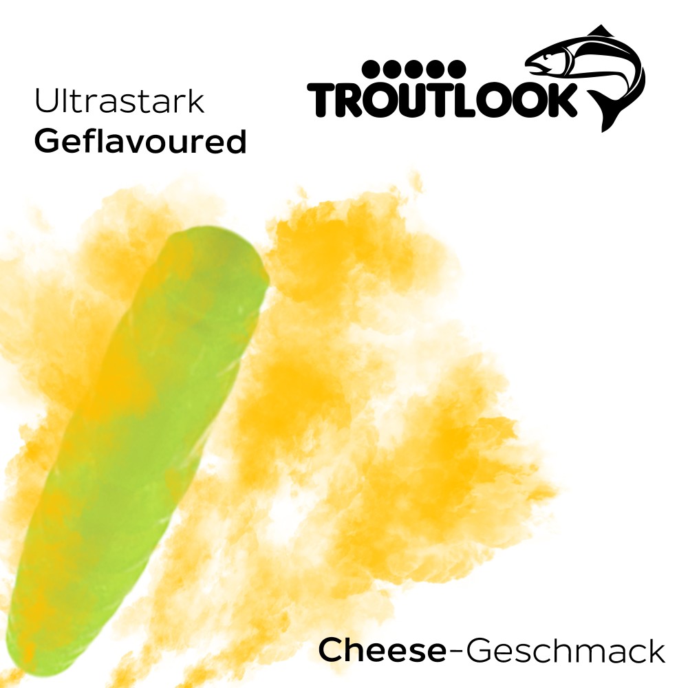 Troutlook Worma Lures - Largos Slim - Forellengummi Cheese - 3,5cm - 15 Stück - Kiwi Green