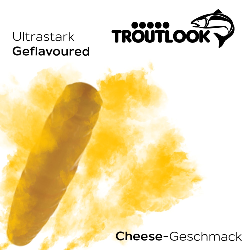 Troutlook Worma Lures - Largos Slim - Forellengummi Cheese - 3,5cm - 15 Stück - Coffee