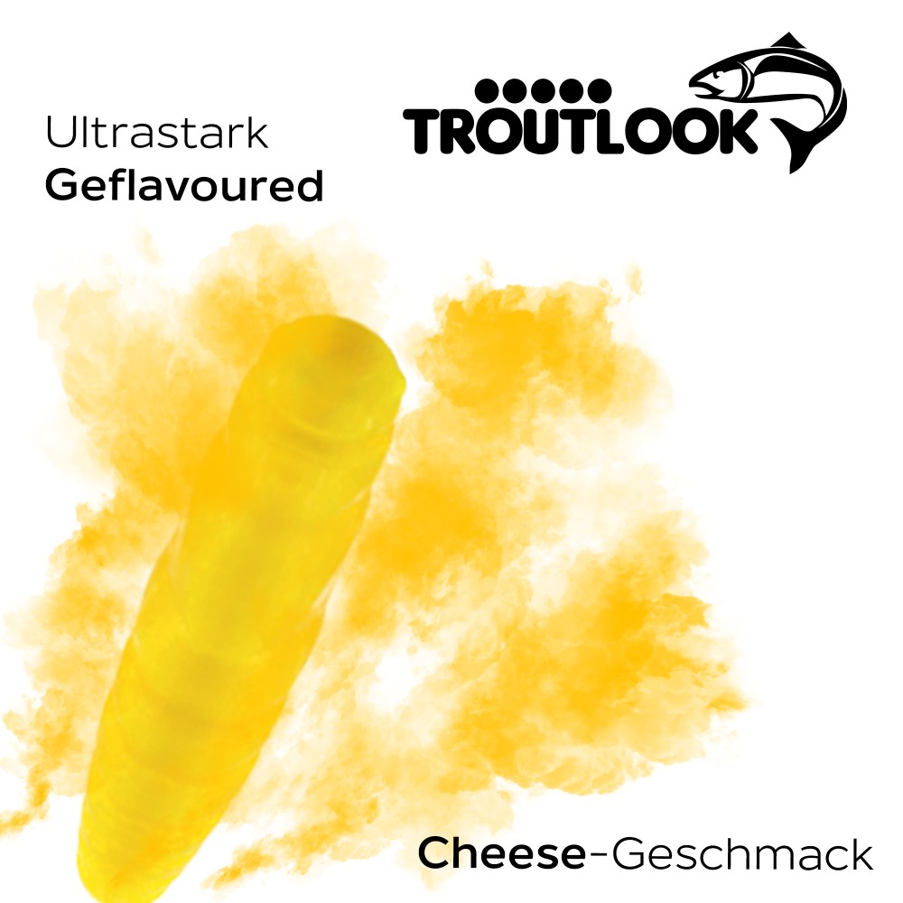 Troutlook Worma Lures - Largos Slim - Forellengummi Cheese - 3,5cm - 15 Stück - Pure Yellow