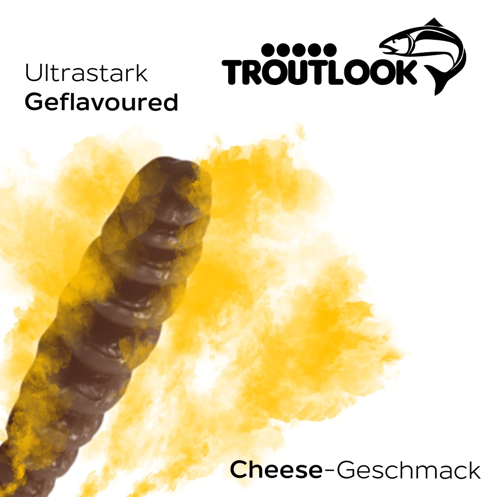 Troutlook Worma Lures - Largio - Forellengummi Cheese - 3,5cm - 15 Stück - Brown