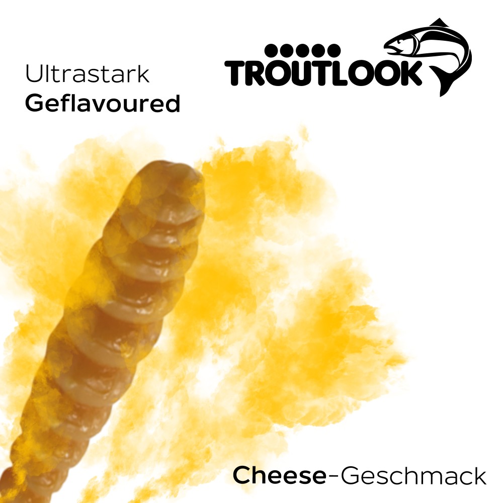 Troutlook Worma Lures - Largio - Forellengummi Cheese - 3,5cm - 15 Stück - Coffee