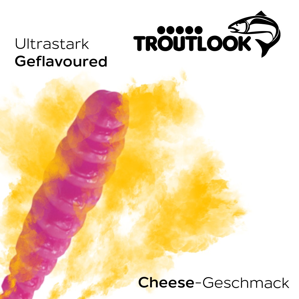 Troutlook Worma Lures - Largio - Forellengummi Cheese - 3,5cm - 15 Stück - Pink Spezial