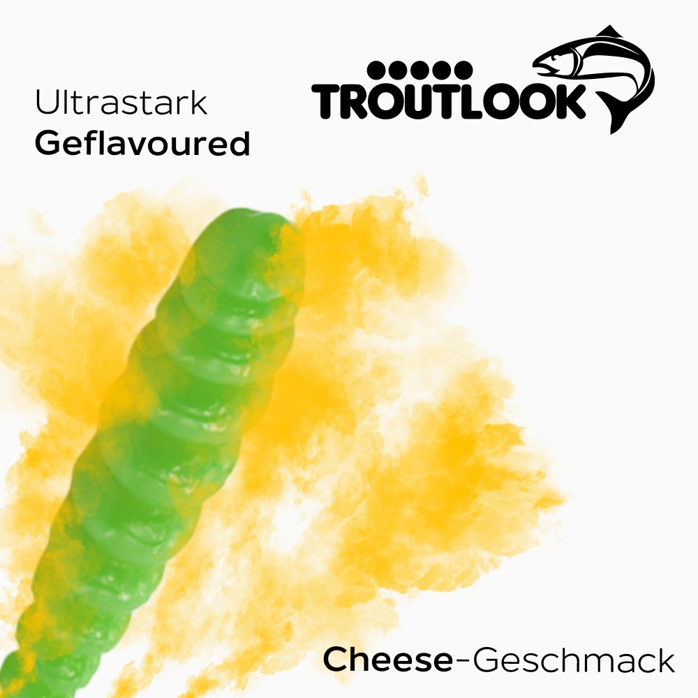 Troutlook Worma Lures - Largio - Forellengummi Cheese - 3,5cm - 15 Stück - Olive