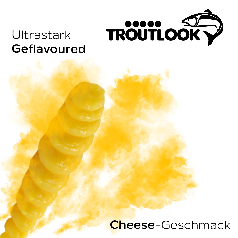 Troutlook Worma Lures - Largio - Forellengummi Cheese - 3,5cm - 15 Stück - Pure Yellow