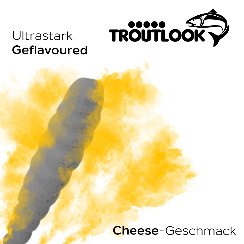Troutlook Worma Lures - Largio - Forellengummi Cheese - 3,5cm - 15 Stück - Black