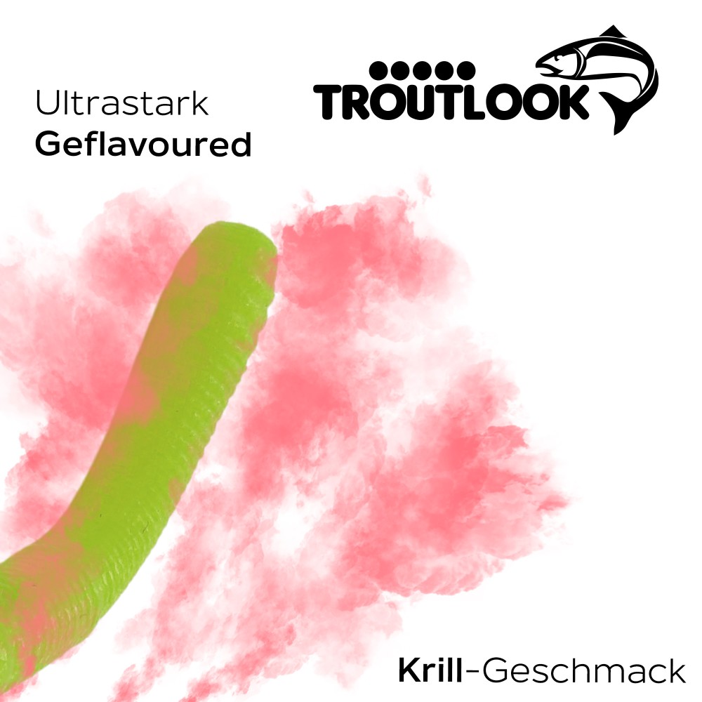 Troutlook Worma Lures - Fat Wormy - Forellengummi Krill - 8,5cm - 7 Stück - Kiwi Green