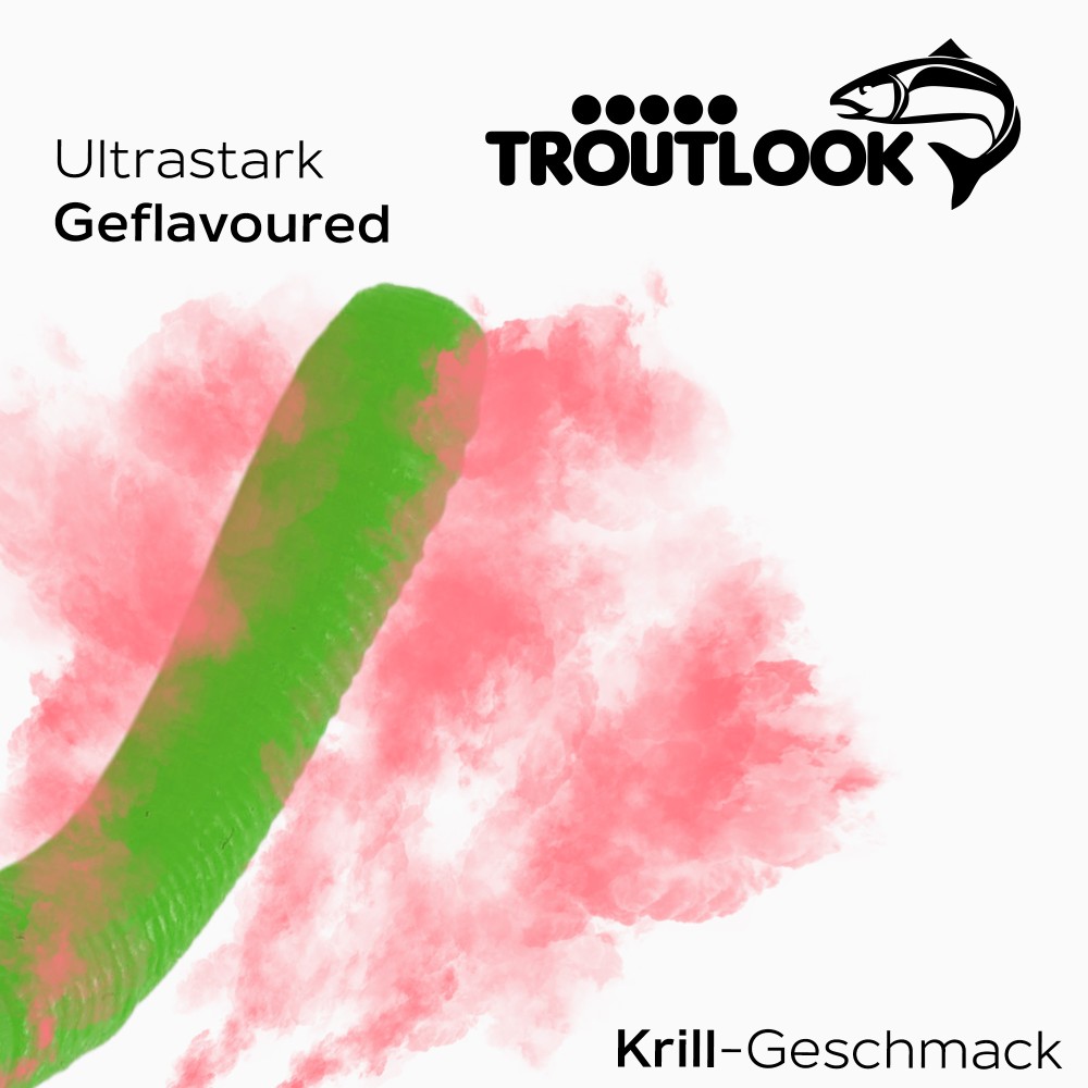 Troutlook Worma Lures - Fat Wormy - Forellengummi Krill - 8,5cm - 7 Stück - Olive