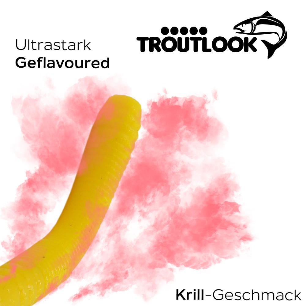 Troutlook Worma Lures - Fat Wormy - Forellengummi Krill - 8,5cm - 7 Stück - White Pearl