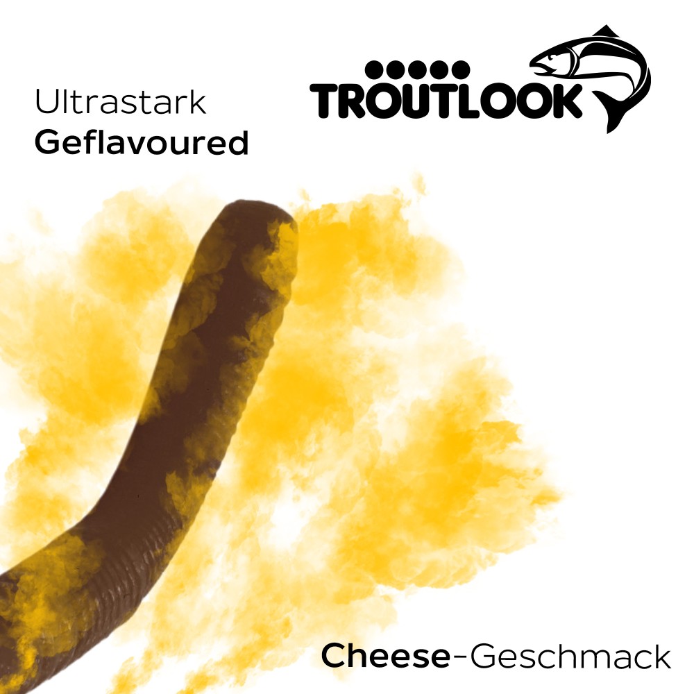 Troutlook Worma Lures - Fat Wormy - Forellengummi Cheese - 8,5cm - 7 Stück - Brown