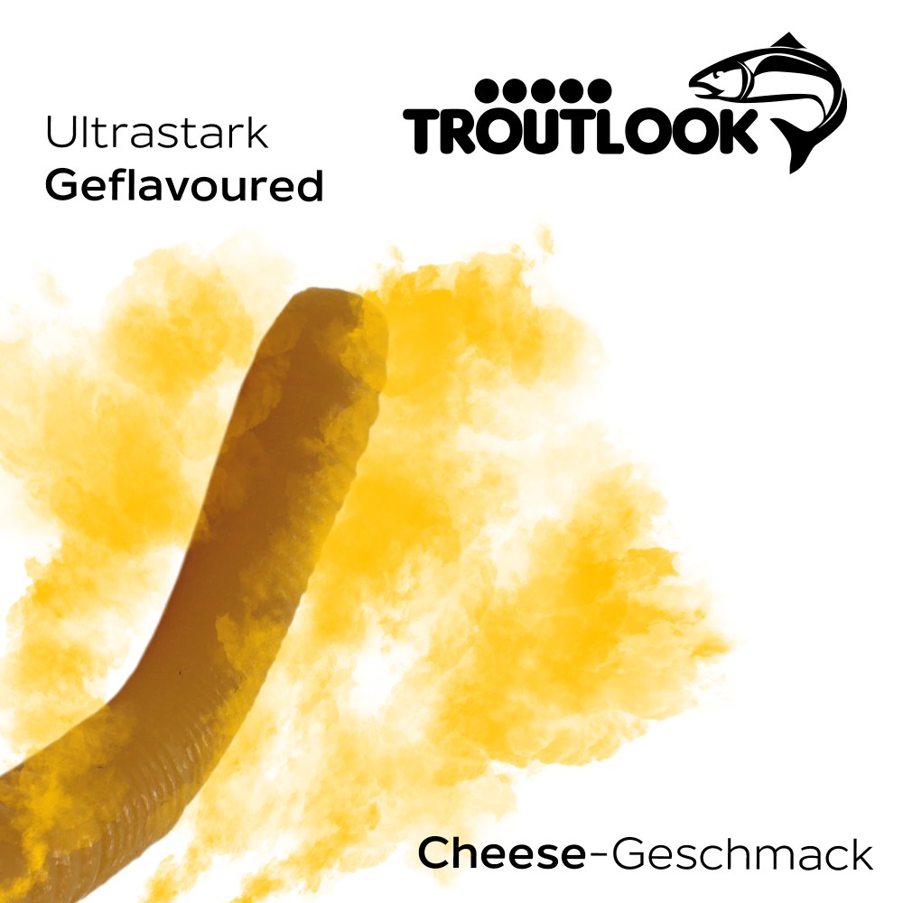 Troutlook Worma Lures - Fat Wormy - Forellengummi Cheese - 8,5cm - 7 Stück - Coffee