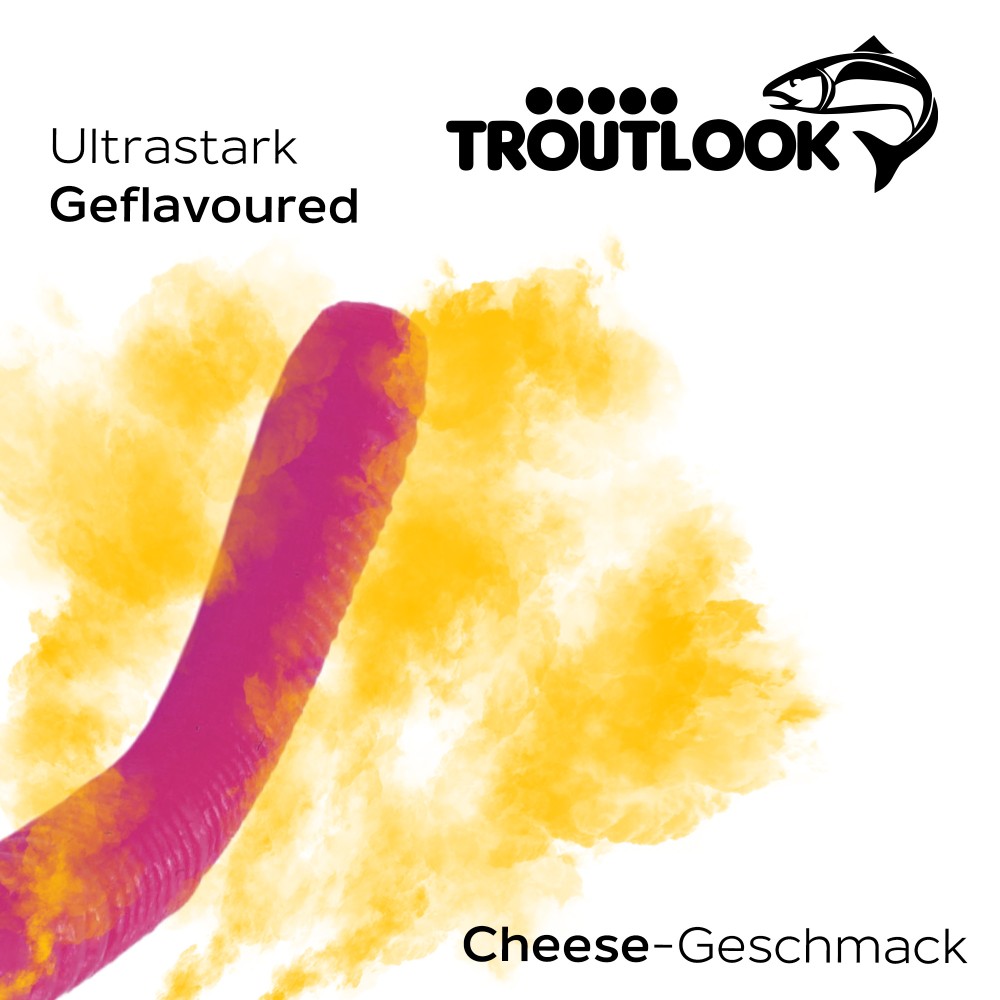 Troutlook Worma Lures - Fat Wormy - Forellengummi Cheese - 8,5cm - 7 Stück - Pink Spezial