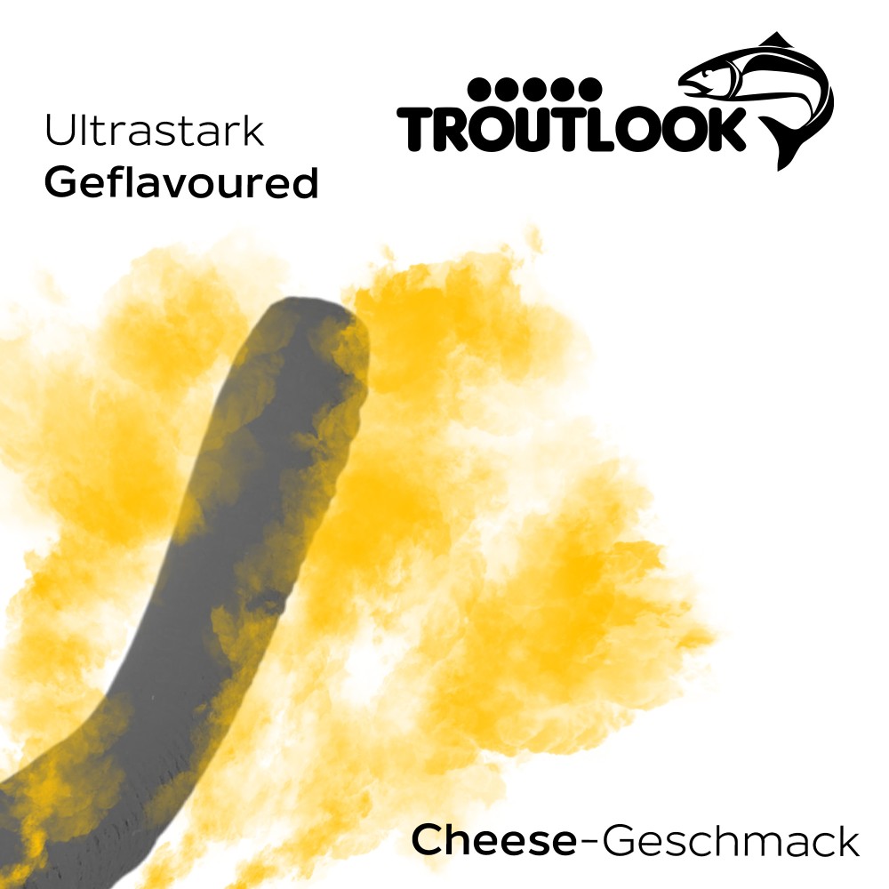 Troutlook Worma Lures - Fat Wormy - Forellengummi Cheese - 8,5cm - 7 Stück - Black