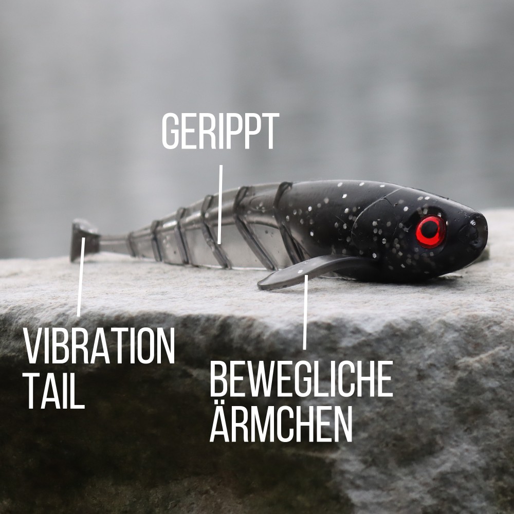 Senshu Grundola - Gummifisch Black Mouth - 11,5cm - 6 g- 5 Stück