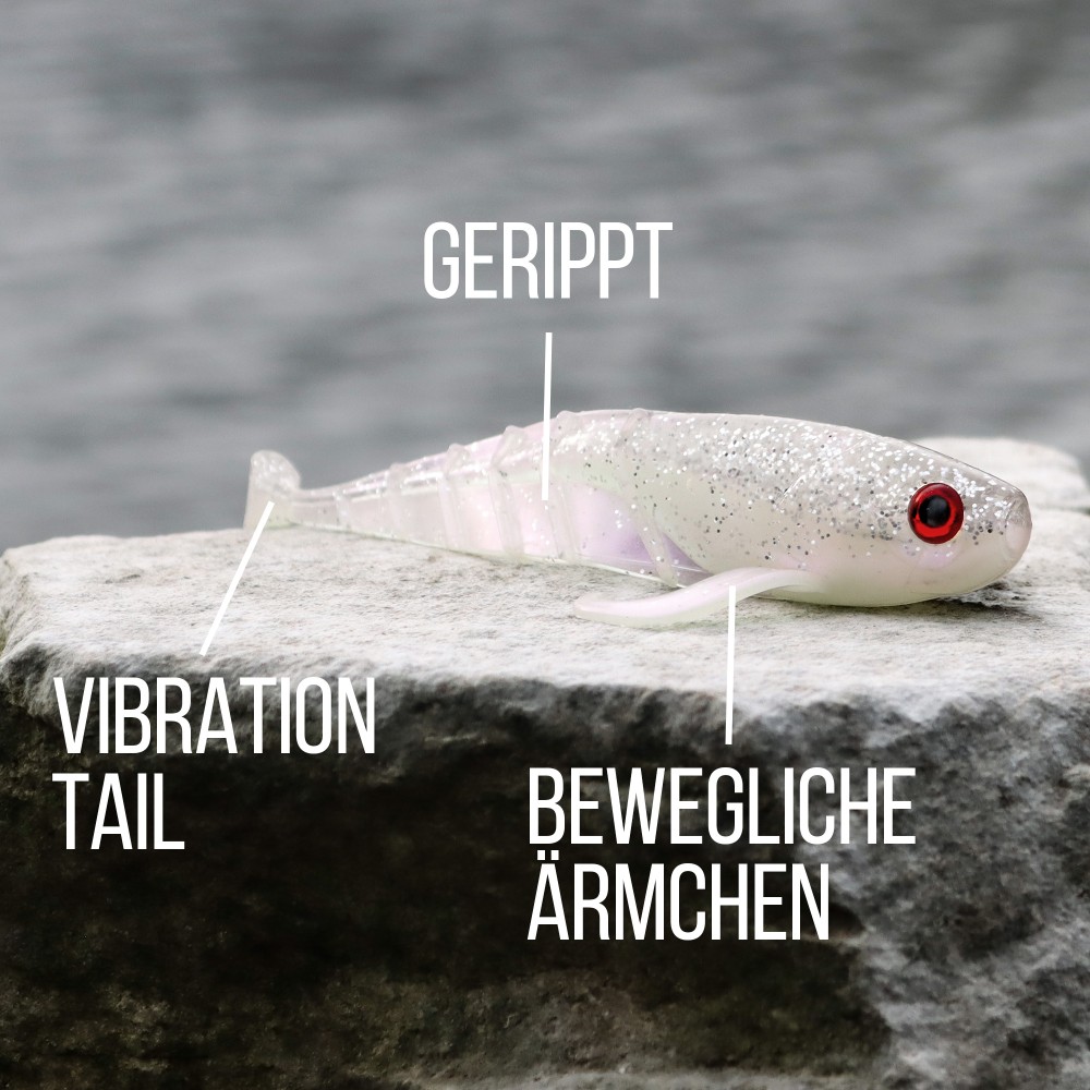 Senshu Grundola - Gummifisch Pearl - 11,5cm - 6 g- 5 Stück