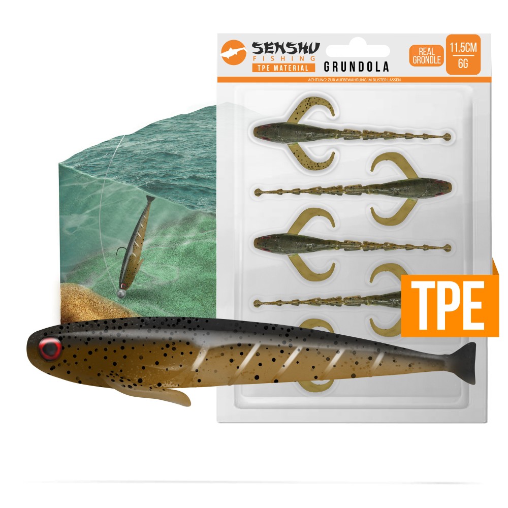 Senshu Grundola - Gummifisch Real Grondle - 11,5cm - 6 g- 5 Stück