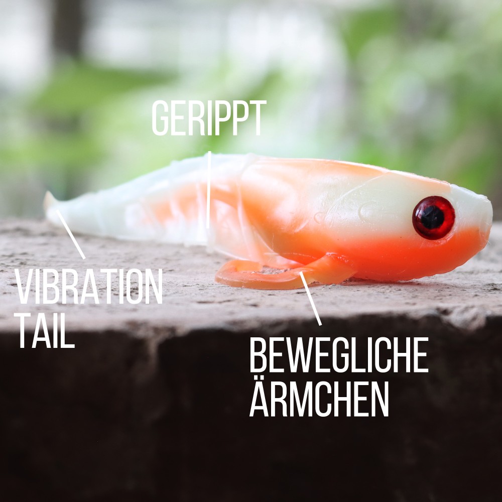 Senshu Grundola - Gummifisch Hot Orange - 11,5cm - 6 g- 5 Stück