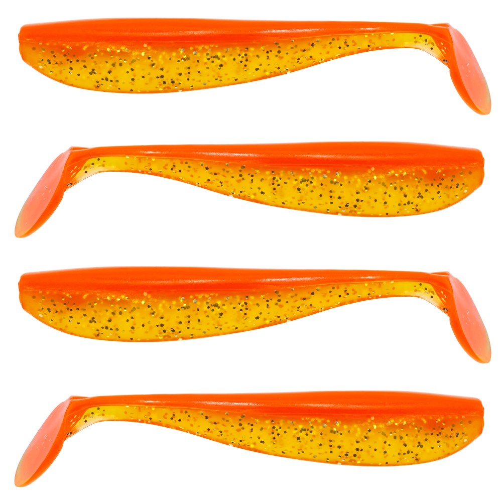 Senshu Killer Shad - Gummifisch 4 Stück - 15cm - Red-Yellow-Glitter
