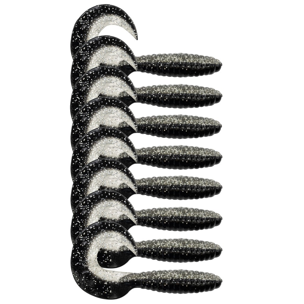 Fishdream Bull Twister - Gummifisch Black n White - 7,5cm - 6g - 8 Stück