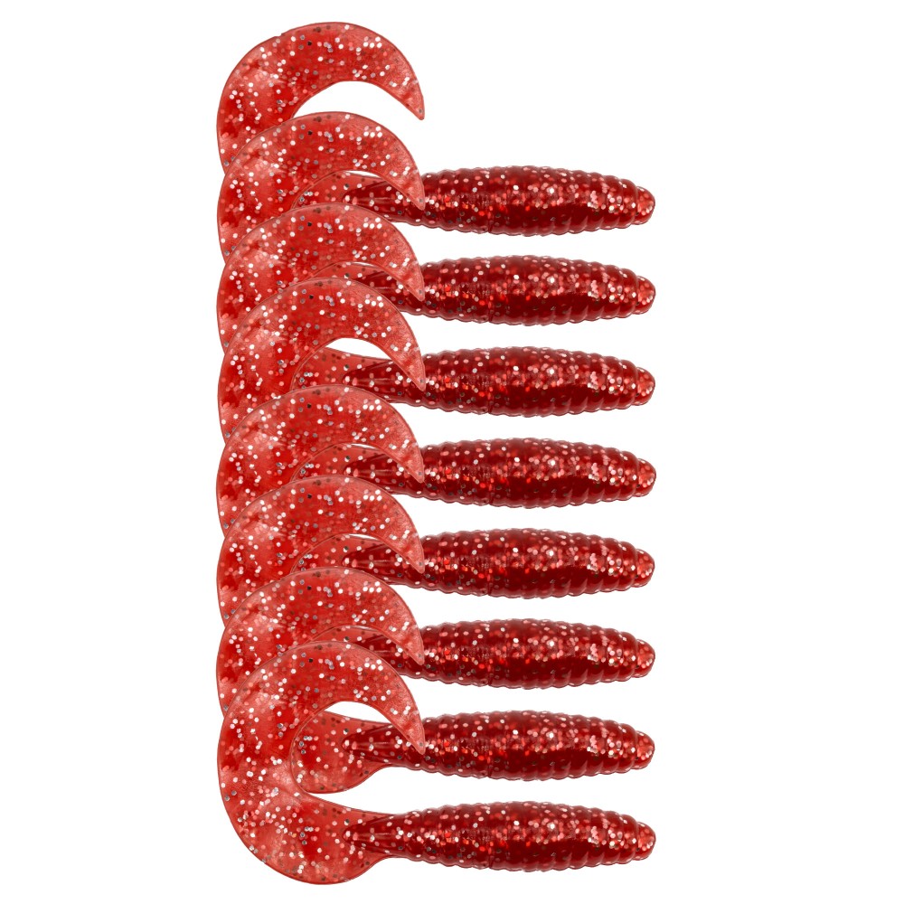 Fishdream Bull Twister - Gummifisch Red with Silver Flakes - 7,5cm - 6g - 8 Stück