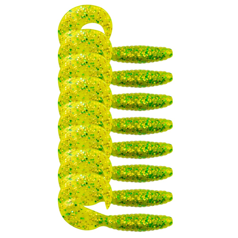 Fishdream Bull Twister - Gummifisch Light Green Flakes - 6,0cm - 3,5g - 10 Stück