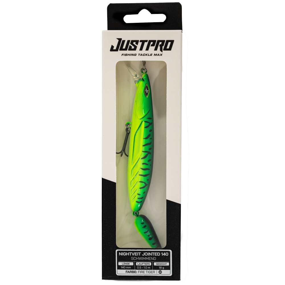 JustPro Nightveit Jointed 140 - Zanderwobbler Fire Tiger - 14cm - 1 Stück
