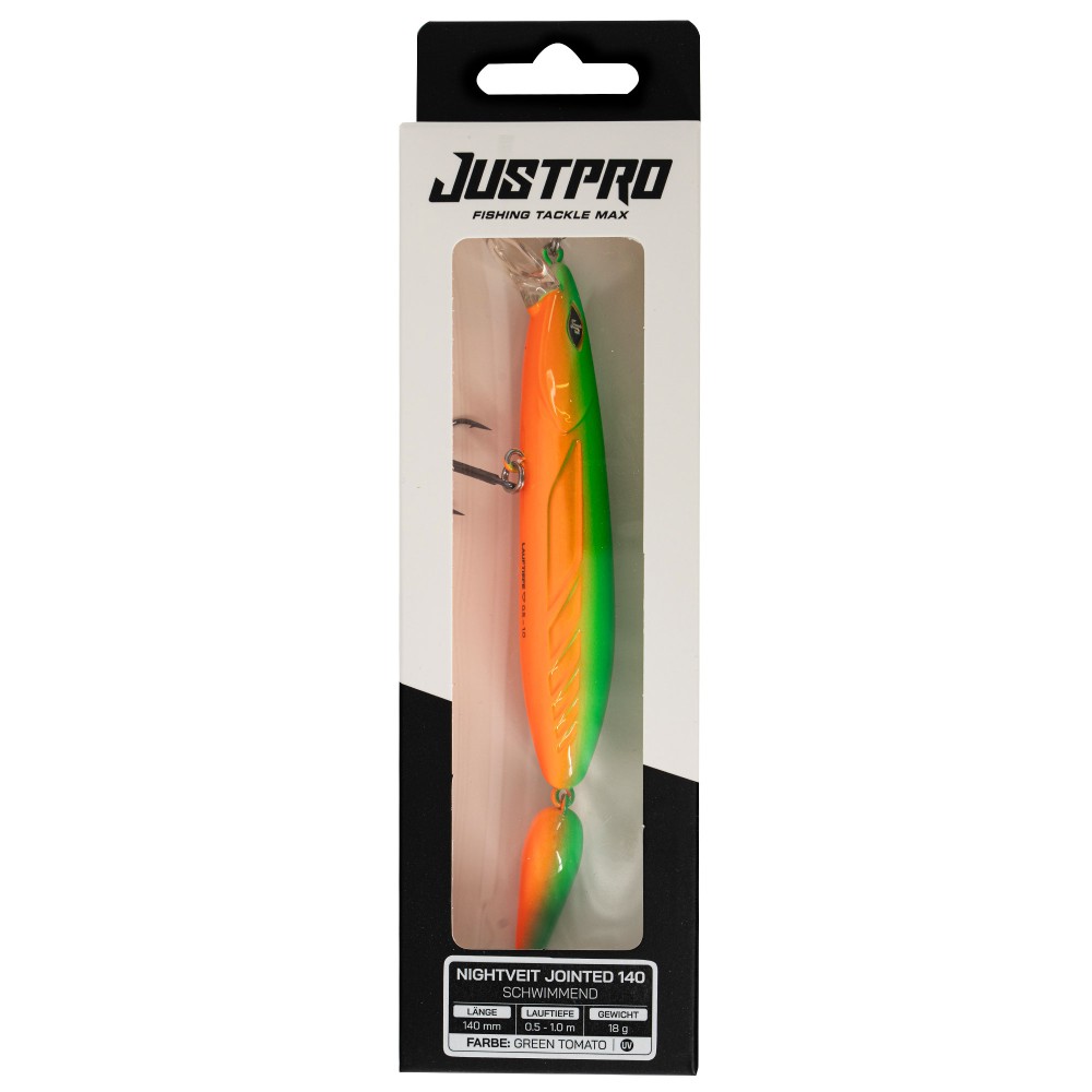 JustPro Nightveit Jointed 140 - Zanderwobbler Green Tomato - 14cm - 1 Stück