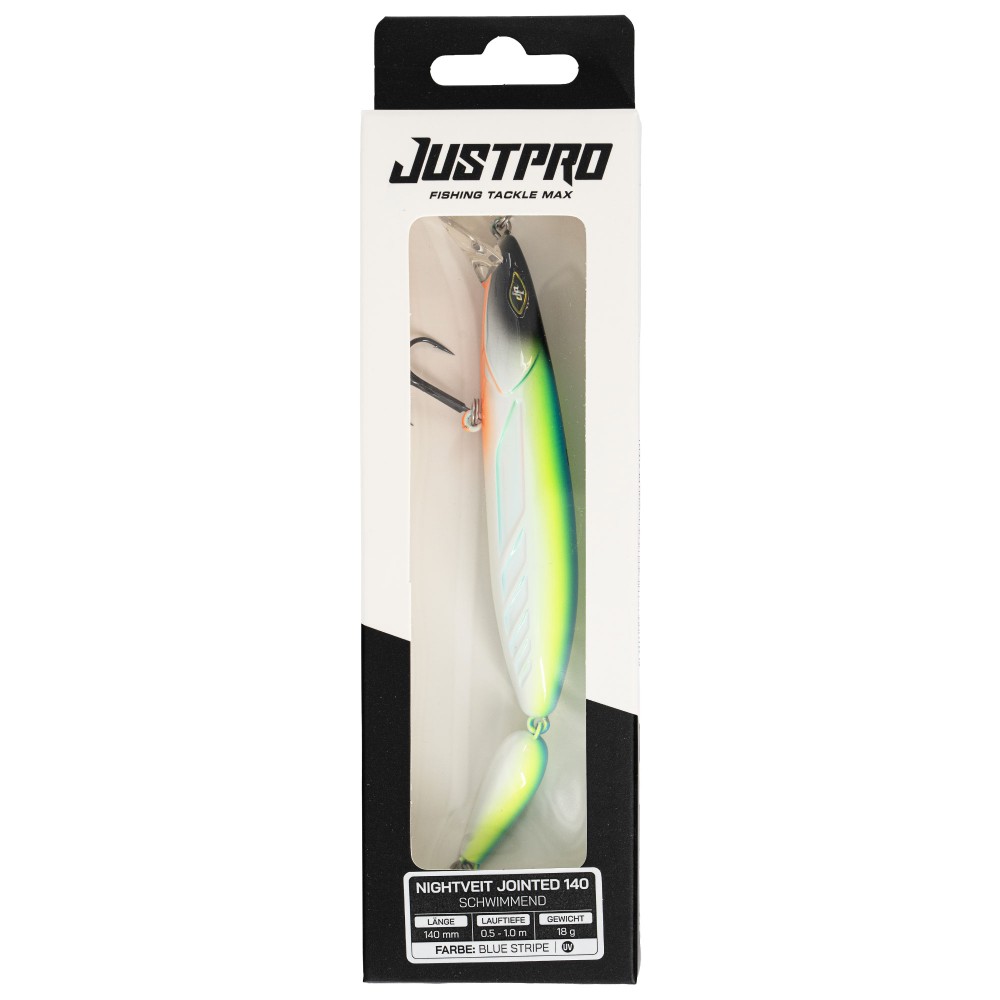 JustPro Nightveit Jointed 140 - Zanderwobbler Blue Stripe - 14cm - 1 Stück