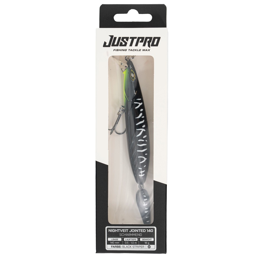 JustPro Nightveit Jointed 140 - Zanderwobbler Black Striper - 14cm - 1 Stück
