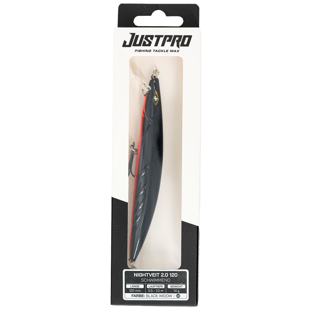 JustPro Nightveit 2.0 120 - Zanderwobbler Black Widow - 12cm - 14g - 1 Stück