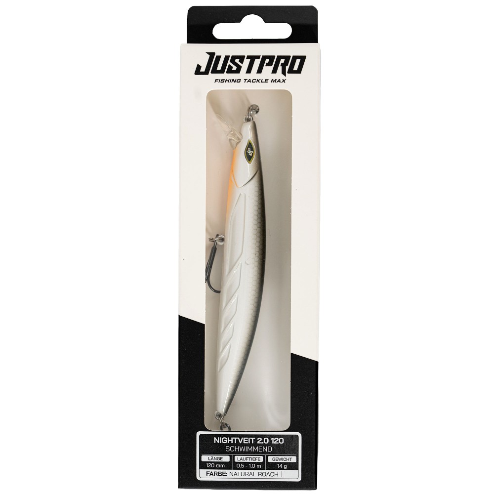 JustPro Nightveit 2.0 120 - Zanderwobbler Natural Roach - 12cm - 14g - 1 Stück