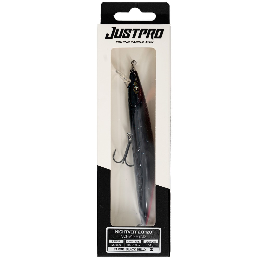 JustPro Nightveit 2.0 120 - Zanderwobbler Black Belly - 12cm - 14g - 1 Stück