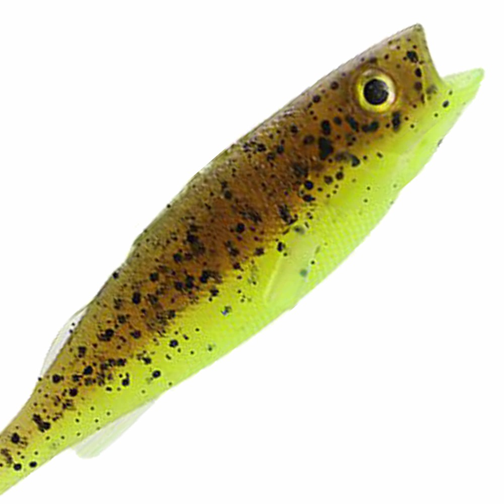 LMAB KØFI (KÖFI) Perch Shad 7cm - Green Pumpkin Chartreuses - 3g - 5 Stück