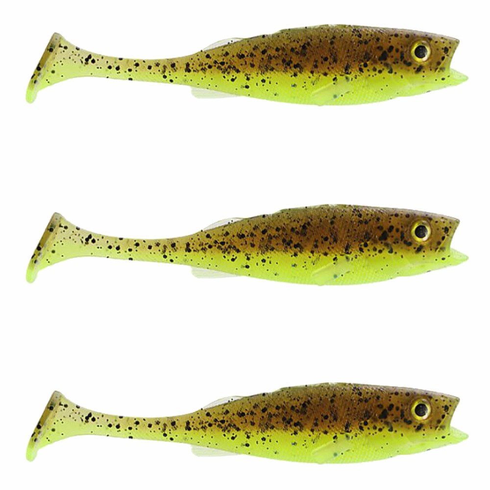 LMAB KØFI (KÖFI) Perch Shad 14cm - Green Pumpkin Chartreuse - 24g - 3 Stück