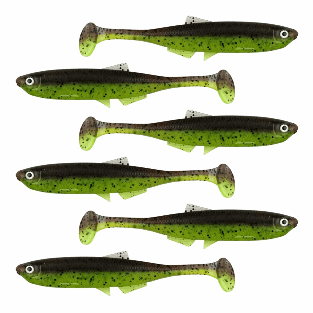 LMAB KØFI (KÖFI) Bleak Shad Gummifische 6cm - Green Pumpkin/ Chartreuse - 1g - 6 Stück