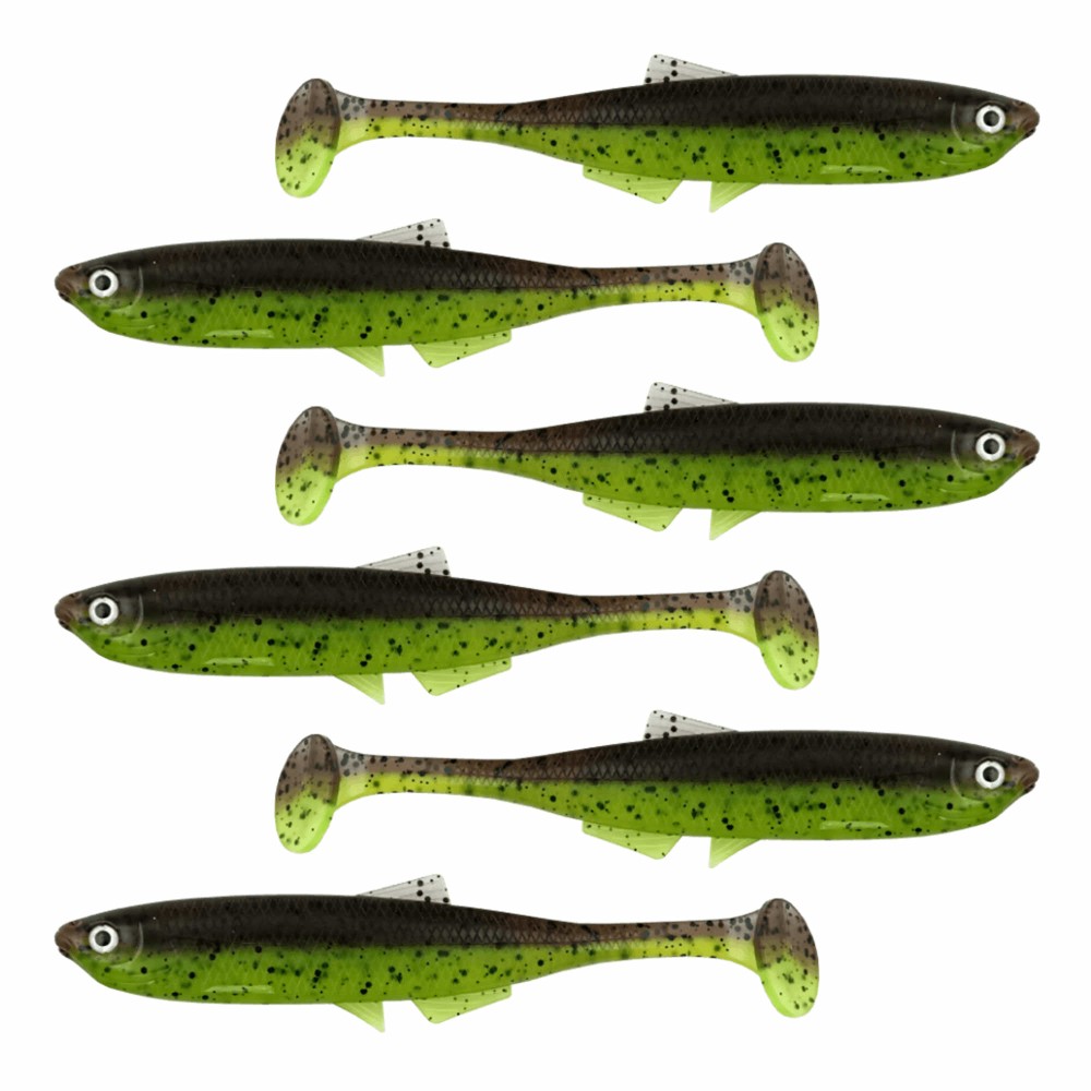 LMAB KØFI (KÖFI) Bleak Shad Gummifische 6cm - Green Pumpkin/ Chartreuse - 1g - 6 Stück