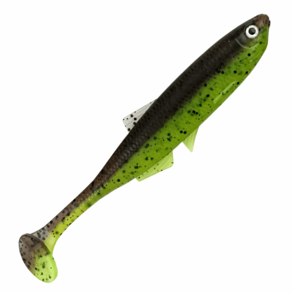 LMAB KØFI (KÖFI) Bleak Shad 9cm - Green Pumpkin/ Chartreuse - 4g - 5 Stück