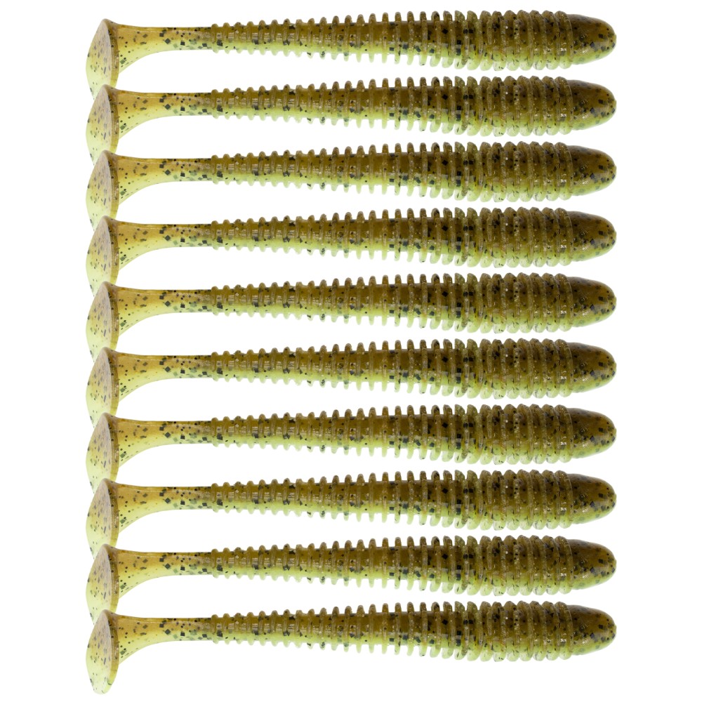 Keitech Swing Impact 3,5 - 8,5cm - 3,2g - Green Pumpkin / Chartreuse- 10Stück