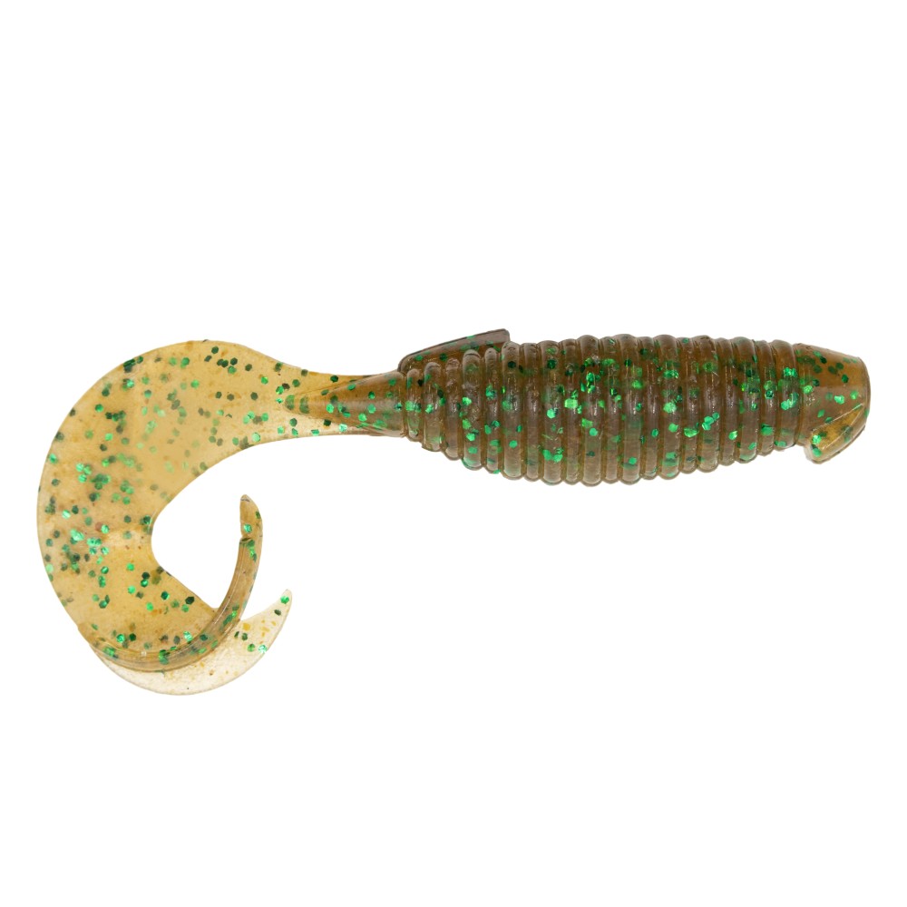 Keitech Flapper Grub Twister 4" - 8,5cm - 6,5g - Pumpkin Green FLK - 7Stück