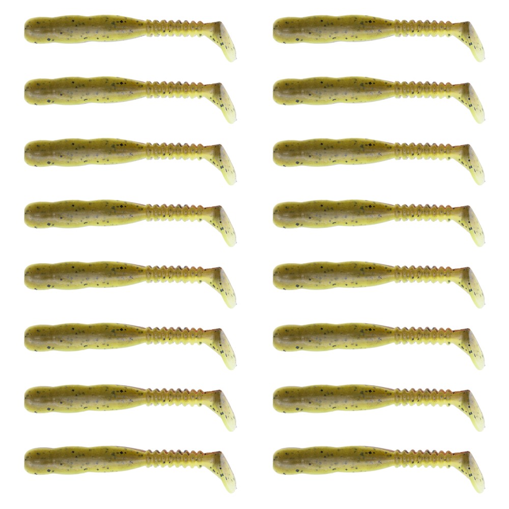 Reins Rockvibe Shad 2" - Green Pumpkin Chart Melon - 16 Stück
