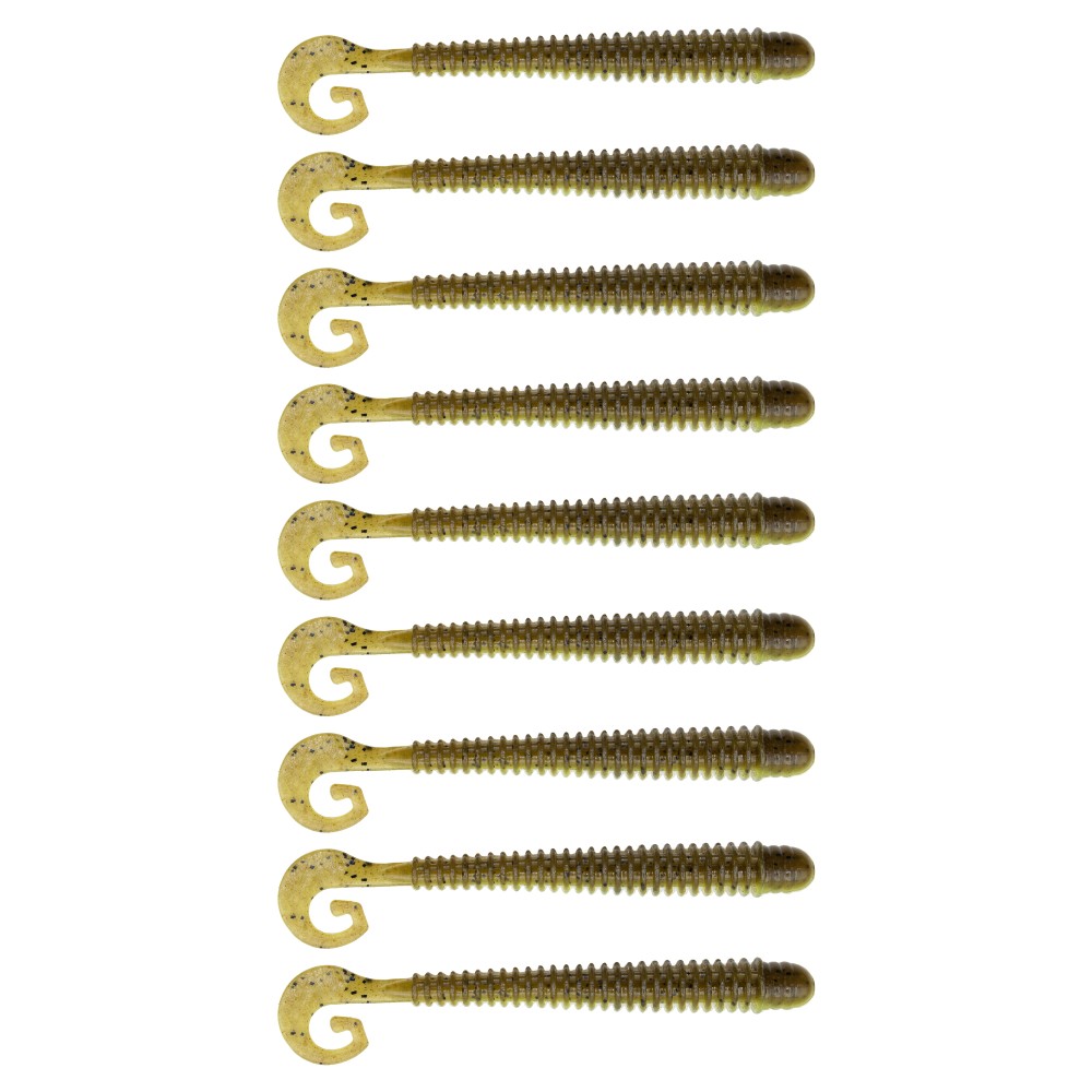 Reins G-Tail Saturn - Gummiwurm 4" - Green Pumpkin Chart Melon - 9 Stück