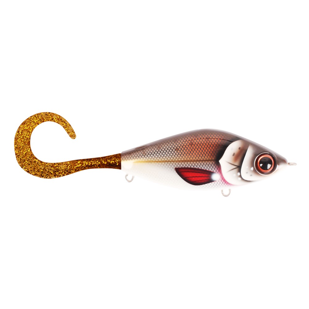 Strike Pro Guppie Downsize by TrueGlide Jerk-/Glidebait 145mm Brown - Shugga- Motoroil Glitter