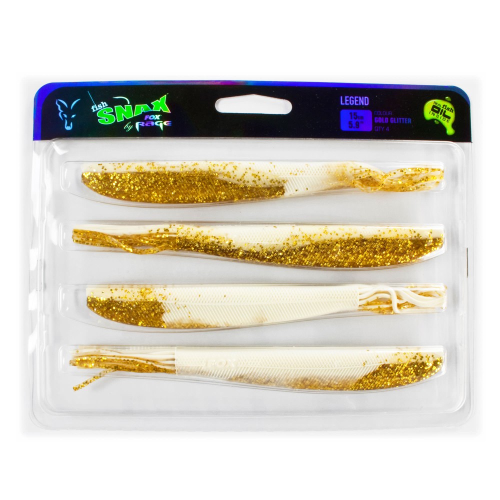 Fox Rage Legend Fransenköder 15cm - Gold Glitter - 11.5g - 4 Stück