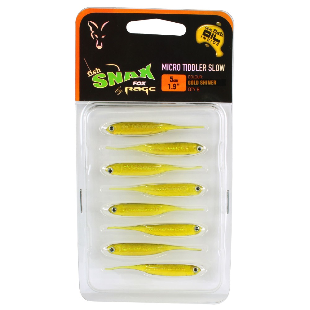 Fox Rage Micro Tiddler Slow 5cm - Gold Shiner - 8 Stück