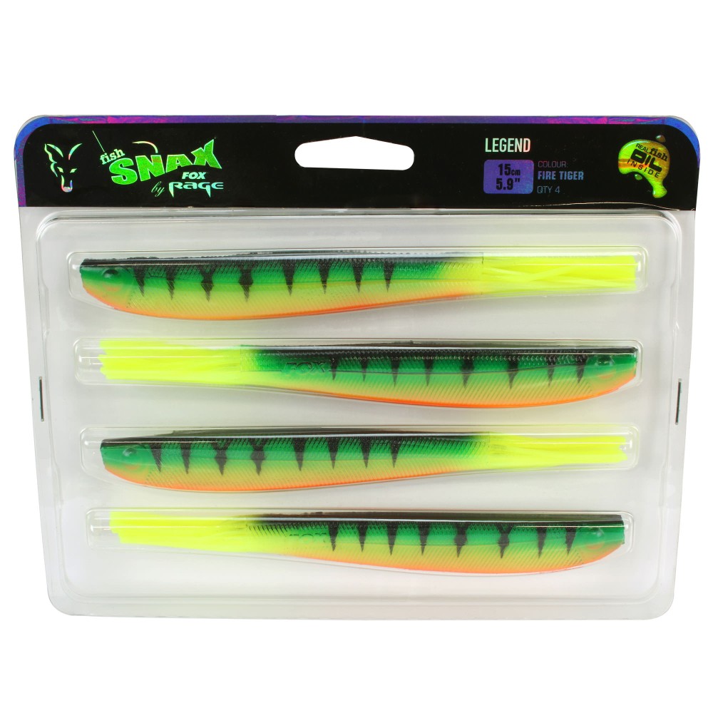 Fox Rage Legend Fransenköder 15cm - Firetiger UV - 11.5g - 4 Stück