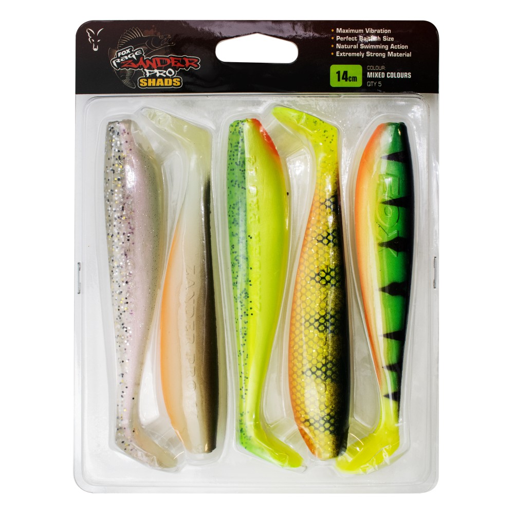 Fox Rage Zander Pro Shad Mixed Colour Pack Gummifisch 14cm - mix - 5Stück